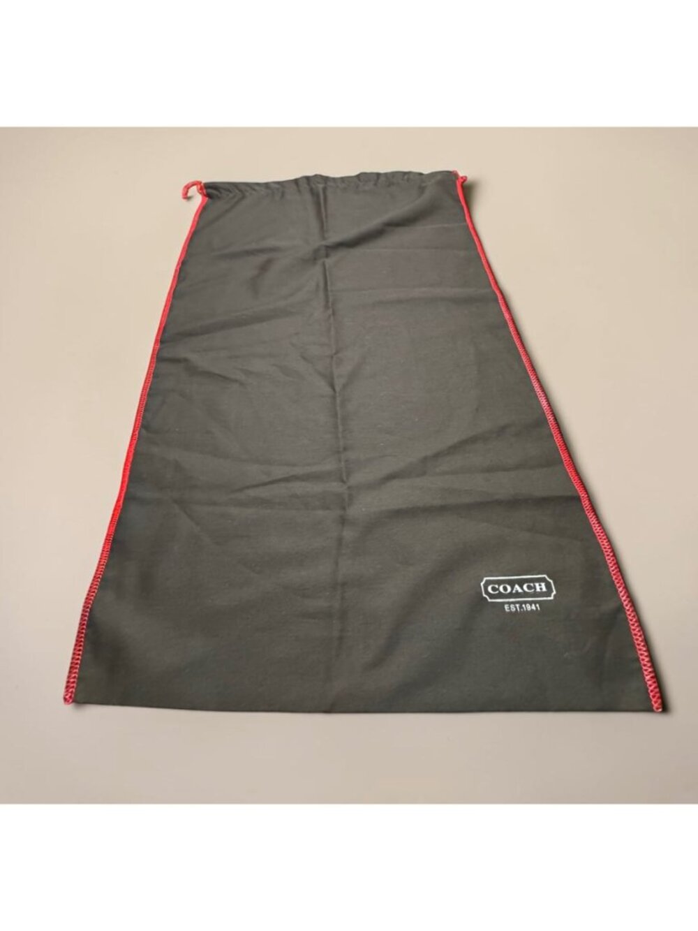 Coach Drawstring Dust Bag Brown With Red Trim & Logo - Picture 4 of 9